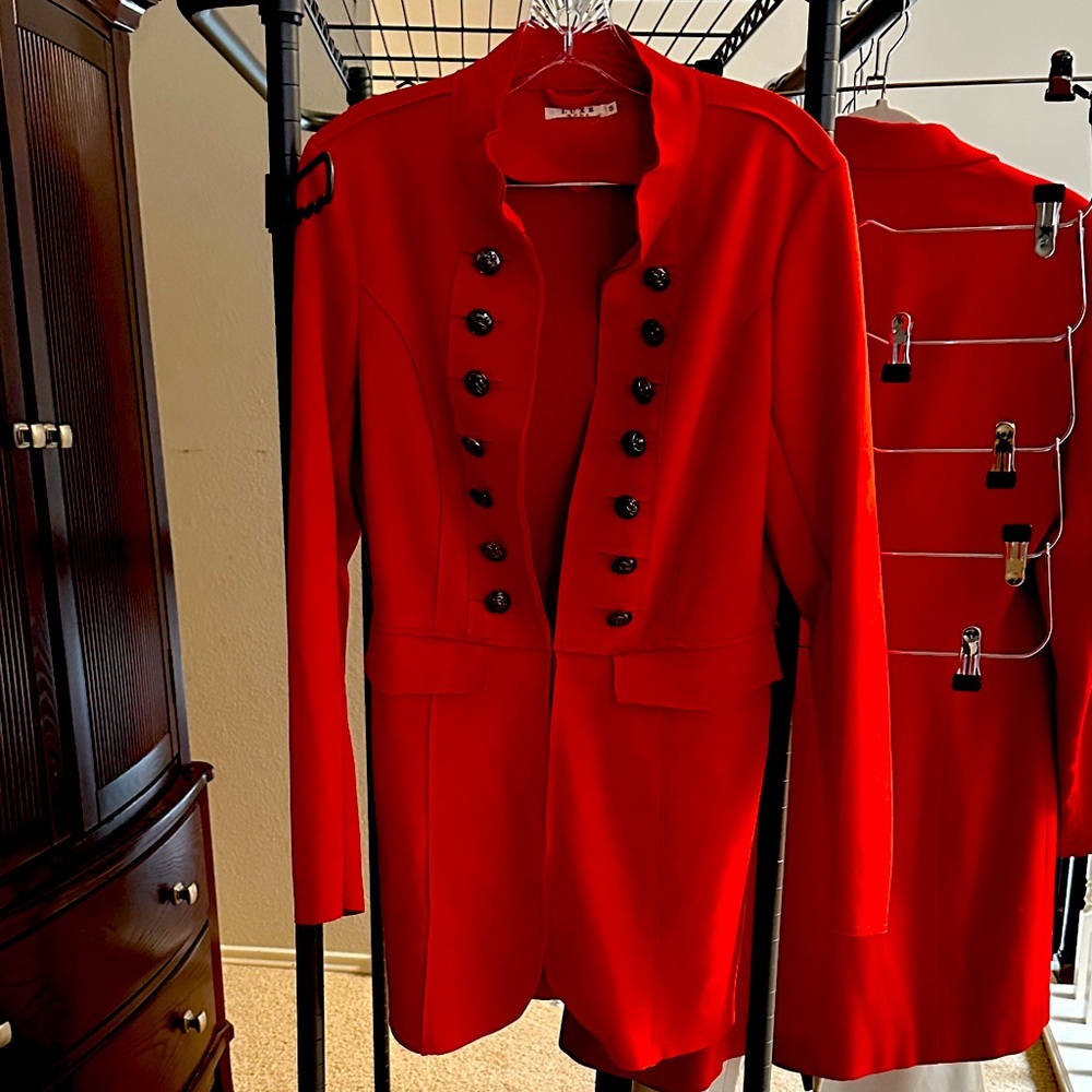 Luxe Red Double-Breasted Blazer